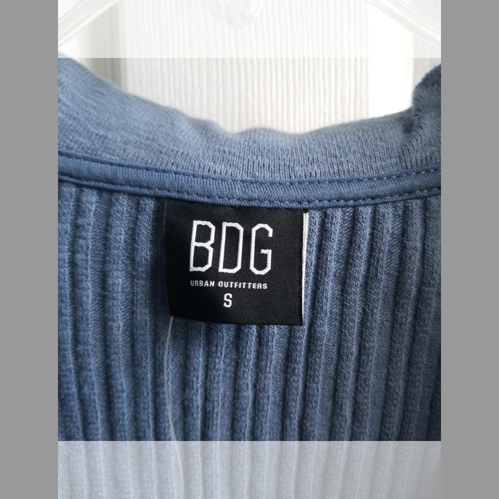 BDG - Rosie Crop Long Sleeve Polo, Vintage Indigo, Size S, NWT - Picture 10 of 13